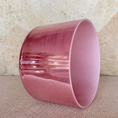 Load image into Gallery viewer, Angled view of the Rose Quartz Palladium bowl showing its reflective pink exterior and frosted inner rim.
