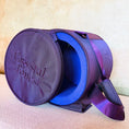 Load image into Gallery viewer, Purple and blue crystal bowls bag with 'Crystal Tones' branding on a textured surface
