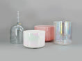 Load image into Gallery viewer, Heart Radiance 4 bowl harmonised set of Alchemy Crystal Tones Quartz Singing Bowl set including Great Heart Practitioner Bowl Mother of Platinum Rose Quartz and Apophyllite and Platinum
