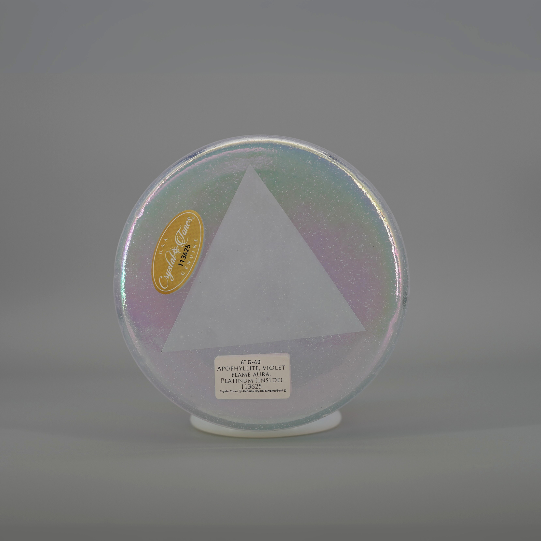 Apophyllite Violet Flame Aura Platinum (Inside) Alchemy™ by Crystal Tones® 6" G-40