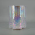 Load image into Gallery viewer, Iridescent crystal singing bowl on grey background
