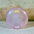 Load image into Gallery viewer, Pink crystal sound bowl with geometric design on a textured surface
