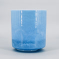 Load image into Gallery viewer, blue crystal sound bowl with Crystal Tones logo on the bowl photographed on a grey backround
