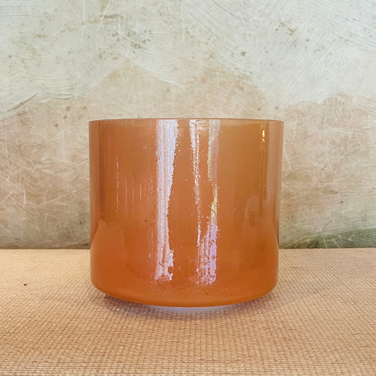 Front view of an 8-inch Crystal Tones® Imperial Topaz Alchemy™ crystal singing bowl in F +45.