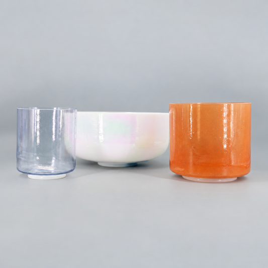 Incantation harmonised Crystal Tones® Alchemy™ bowl set with Mother of Platinum, Imperial Topaz and Androgynous Indium.